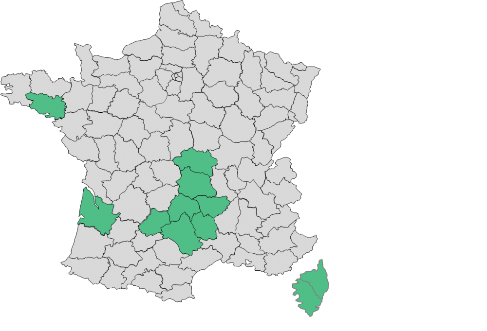 Carte de France RIP Orange - Pré -dégroupage mutualisé